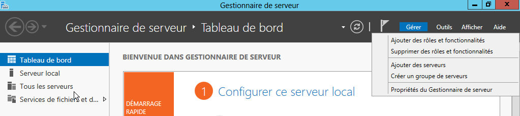 Étape 1 - Gestionnaire de serveur
