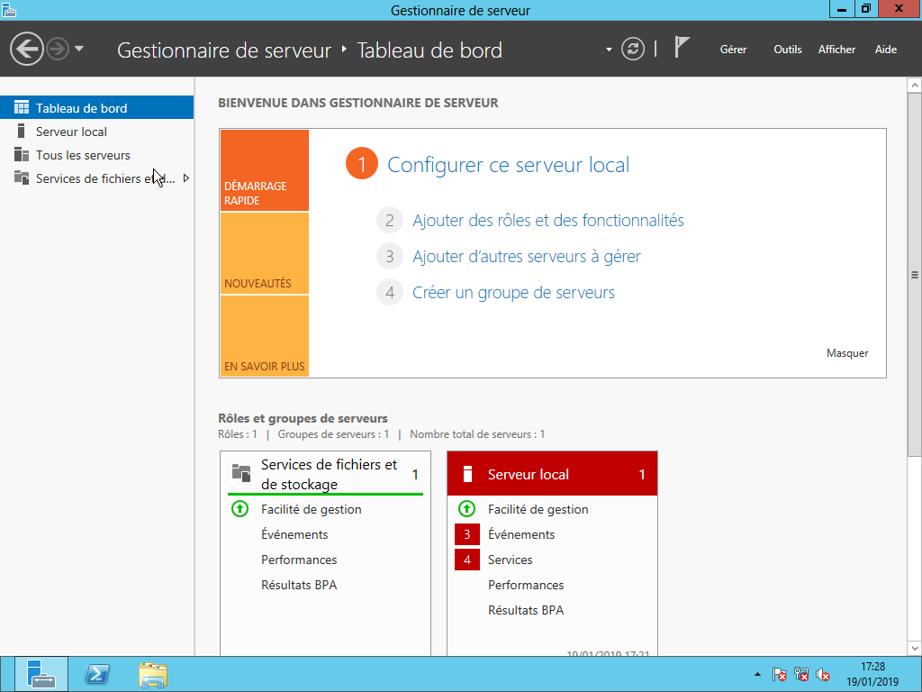 Étape 1 - Gestionnaire de serveur
