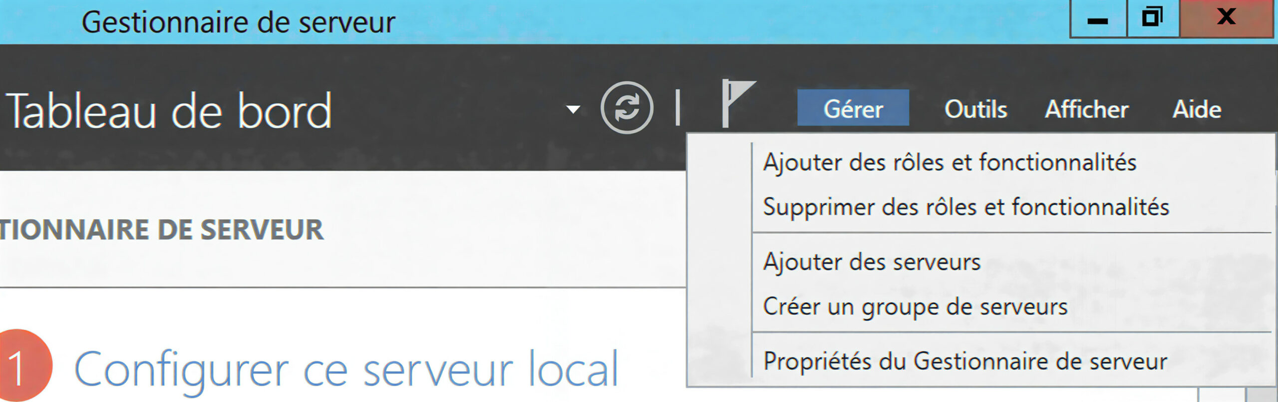Étape 2 - Menu Gérer