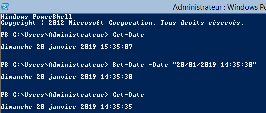 Étape 2 - Modification date/heure PowerShell