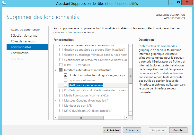 Étape 3 - Décocher Shell graphique