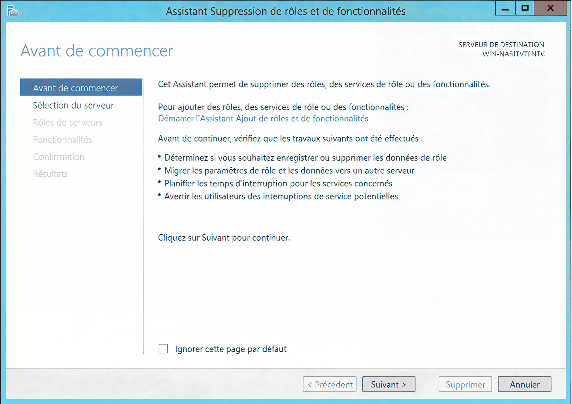 Étape 3 - Assistant Suppression
