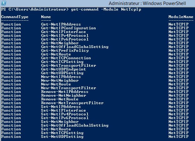 Étape 1 - Commandes NetTCPIP