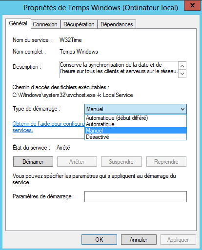Étape 3 - Modifier type de démarrage et démarrer