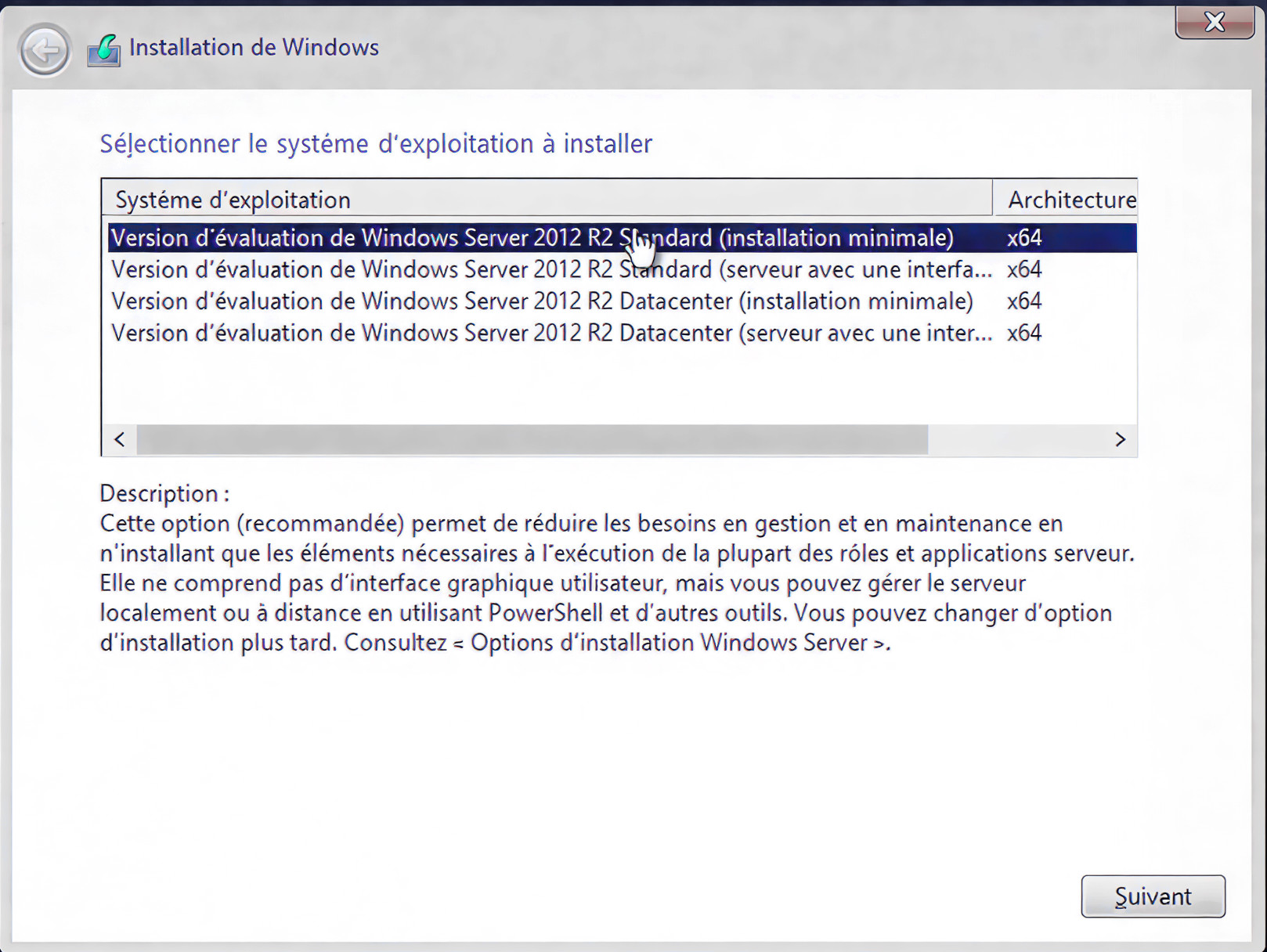 Étape 3 - Version Standard minimale