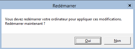 Étape 4 - Confirmation redémarrage