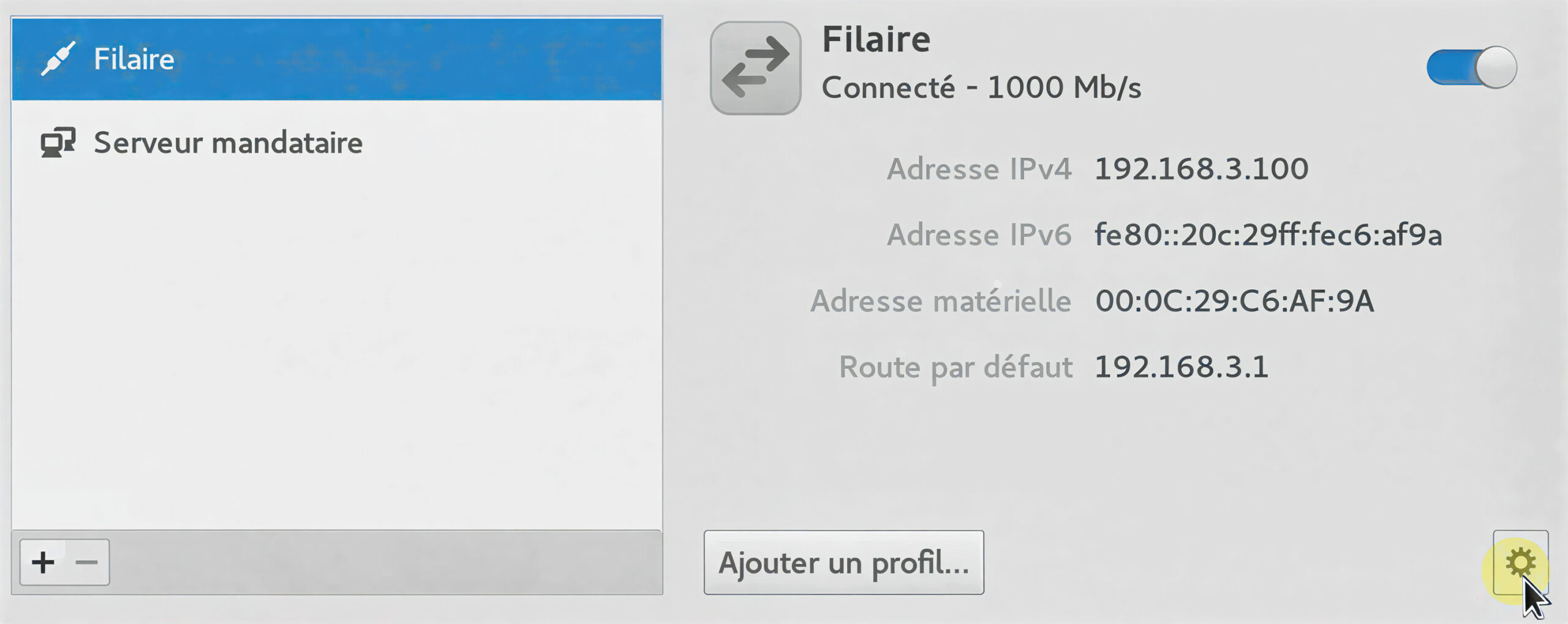 Configuration IP - bouton