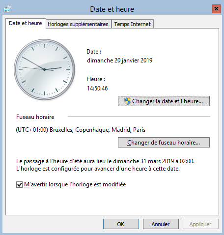 Étape 2 - Modification date/heure