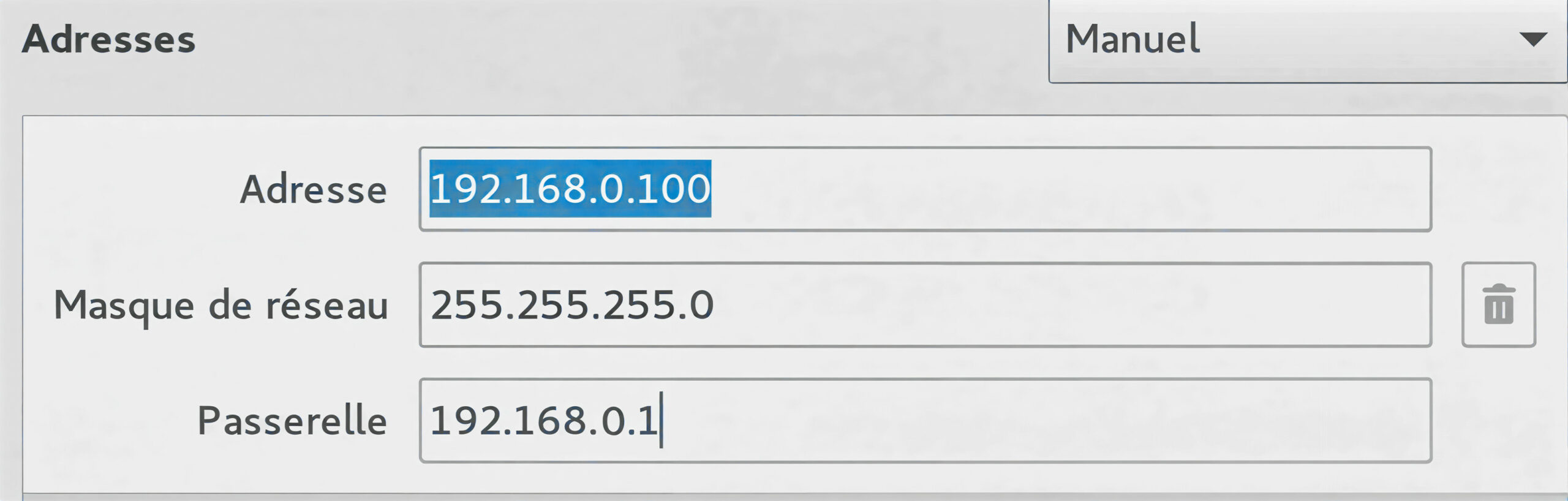Configuration IP statique
