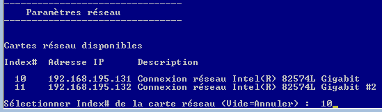 Étape 2 - Sélection carte réseau