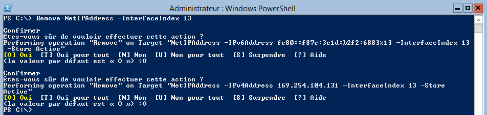 Étape 6 - Suppression configuration IP