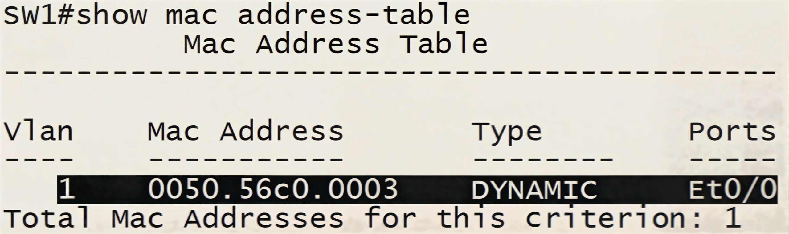 Show mac address-table avant attaque