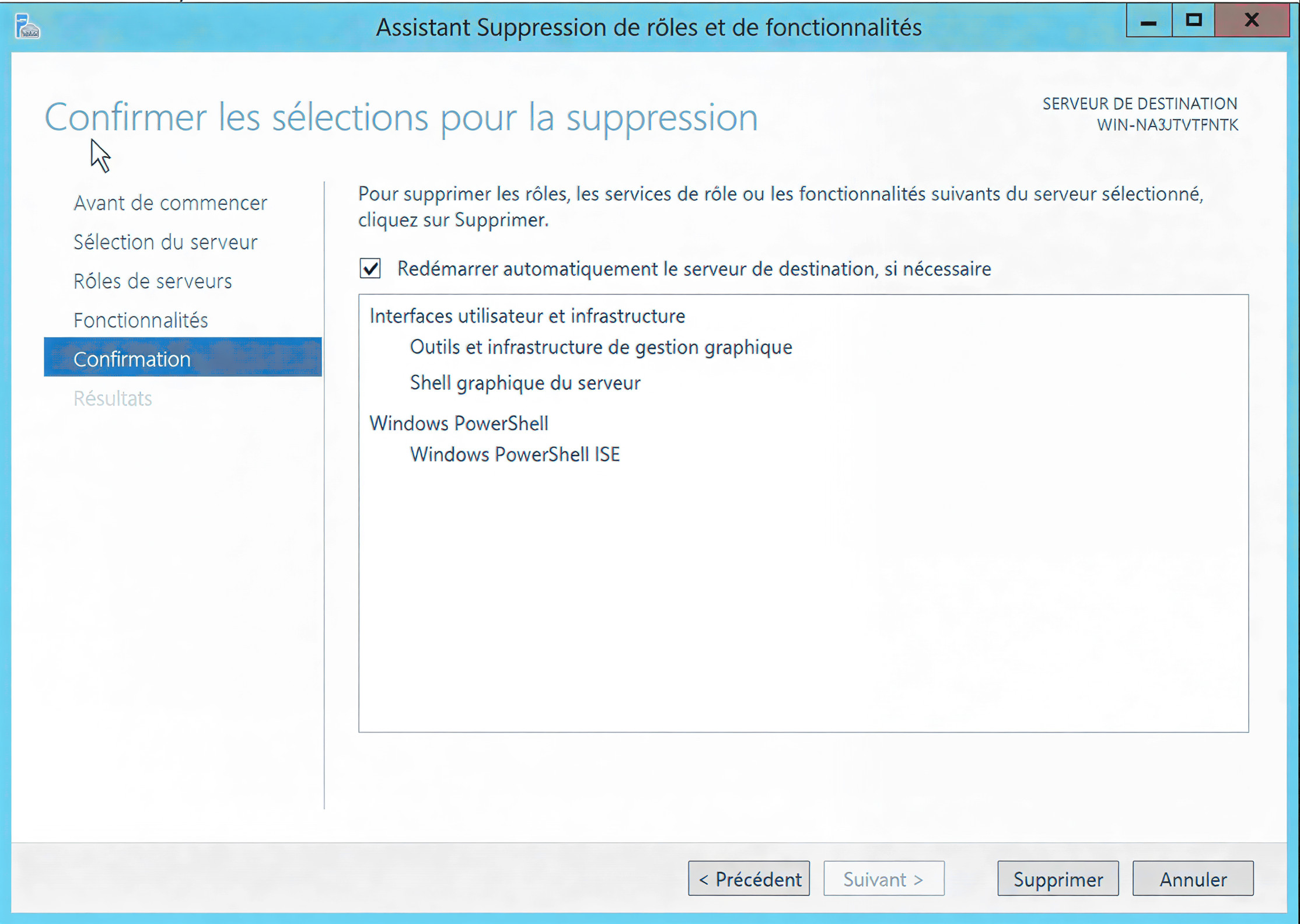 Étape 9 - Lancement suppression