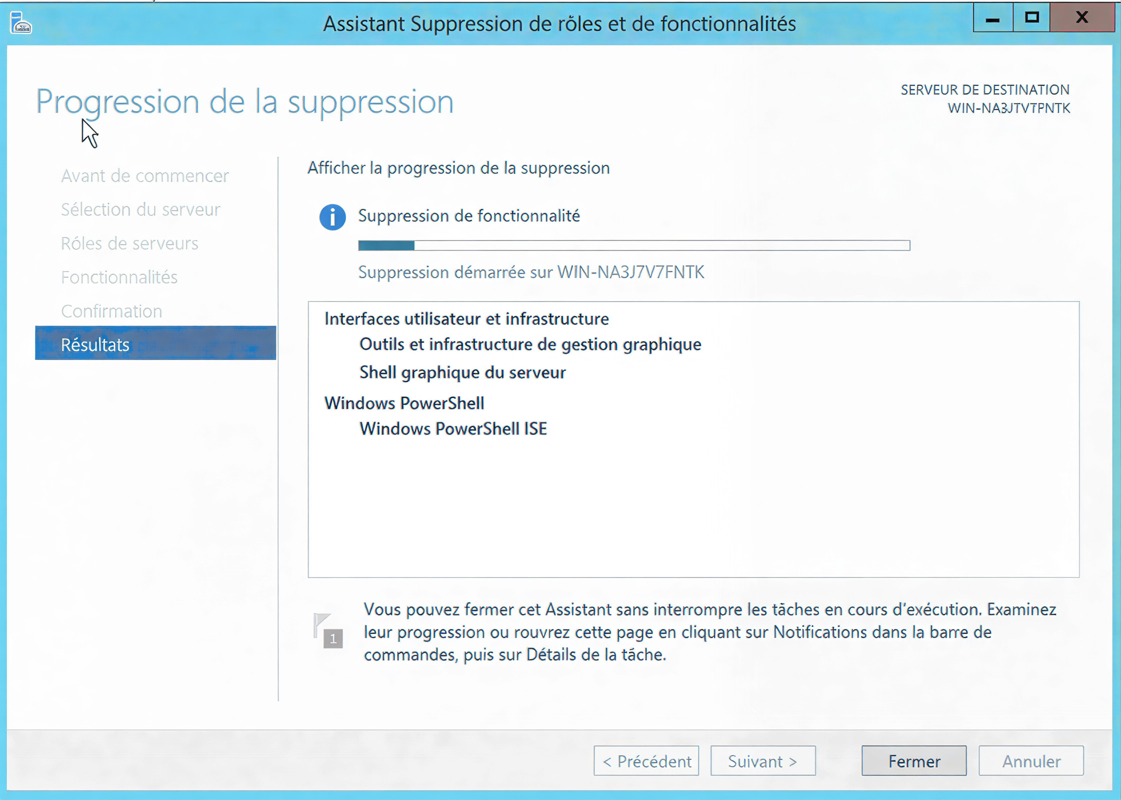 Étape 10 - Suppression en cours