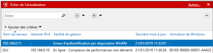 Étape 2c - Problème d'authentification