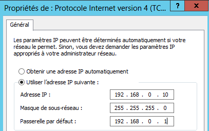 Étape 2d - Configuration IP