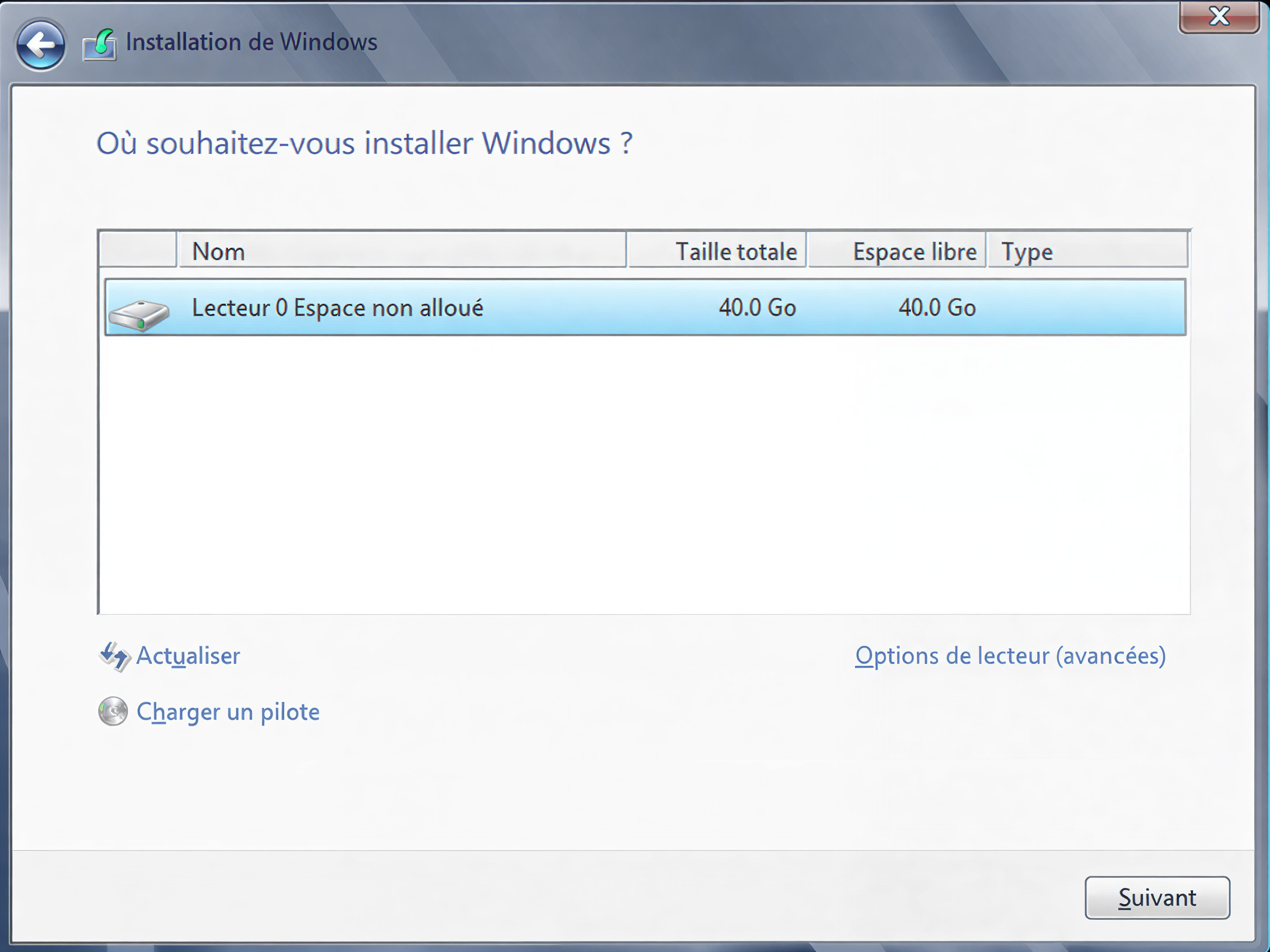 Installation étape 6 - Partition