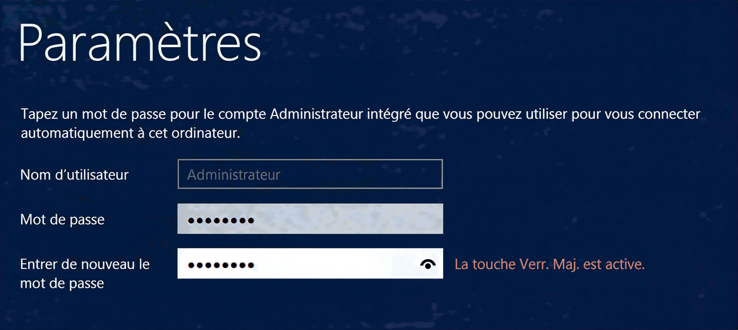 Installation étape 9 - Mot de passe